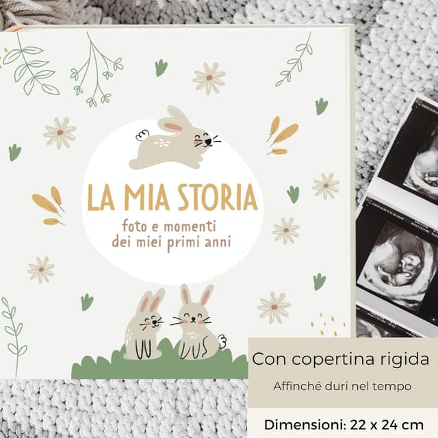 Detalle 2 de HuBorns Album Nascita Bambina e Bambino con +50 pagine e adesivi per incollare foto e scritte