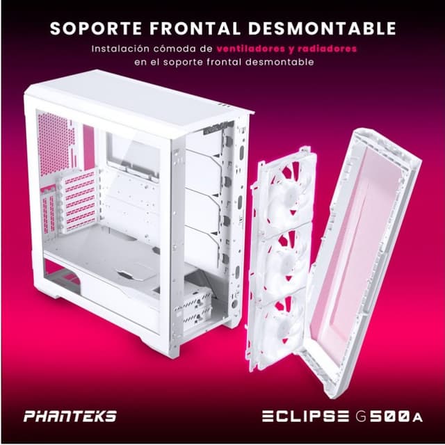 Detalle 2 de Phanteks Eclipse G500A DRGB Torre Midi blanca con USB 3.0