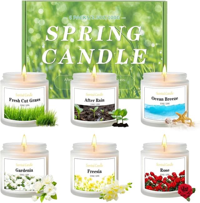 Detalle de Aeraroma 6 Pack Spring Candles (Natural Soy Wax) – Scented Home & Aromatherapy Gift Set