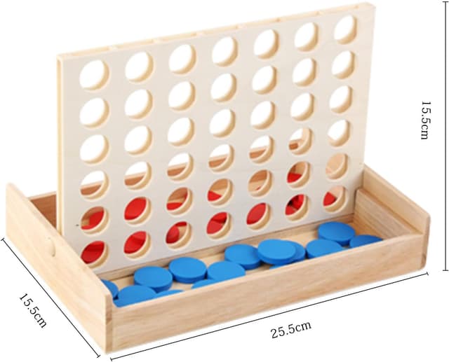 Detalle 2 de ZUNIPLEX Wooden 4 in a Row (Four Wins) Travelling Game – Classic strategy board game for children