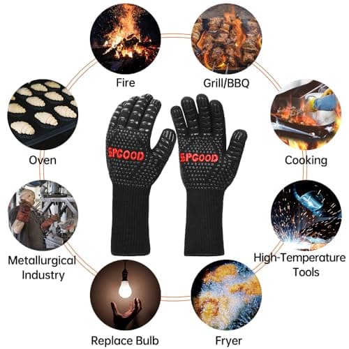 Thumbnail 6 de SPGOOD guantes de barbacoa y horno resistentes al calor hasta 800℃ (largos, M/XL)