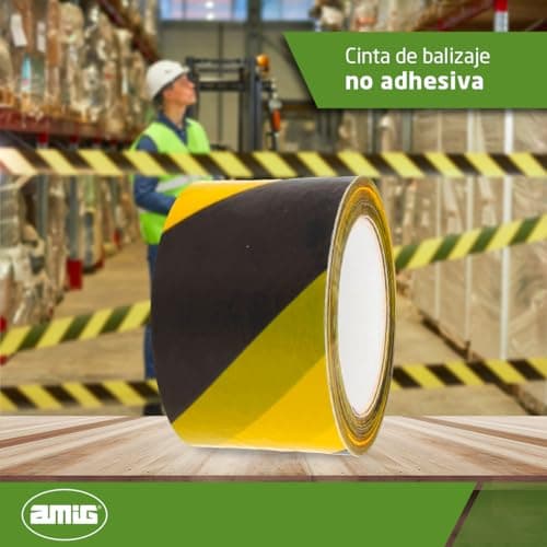 Detalle 2 de Amig - Cinta de Balizaje LDPE 200 m Amarillo y Negro ⚠