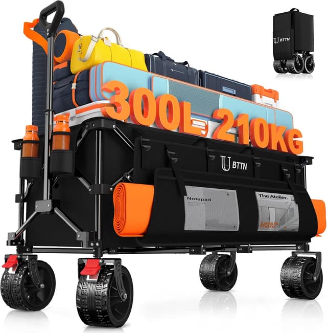 Imagen de BTTN XXXL Bollerwagen faltbar 300 L 210 kg Traglast Schwarz en OfertitasTOP