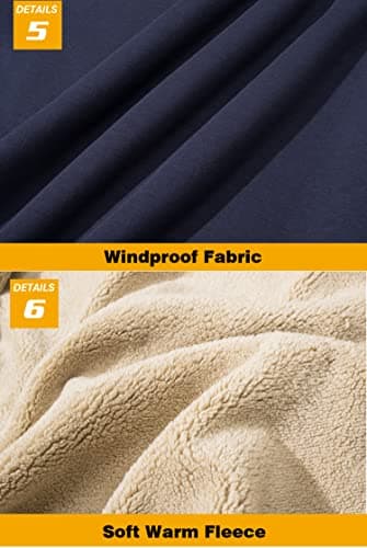 Detalle de TACVASEN men’s zip-up hoodie fleece lined sherpa coat with hood and pockets