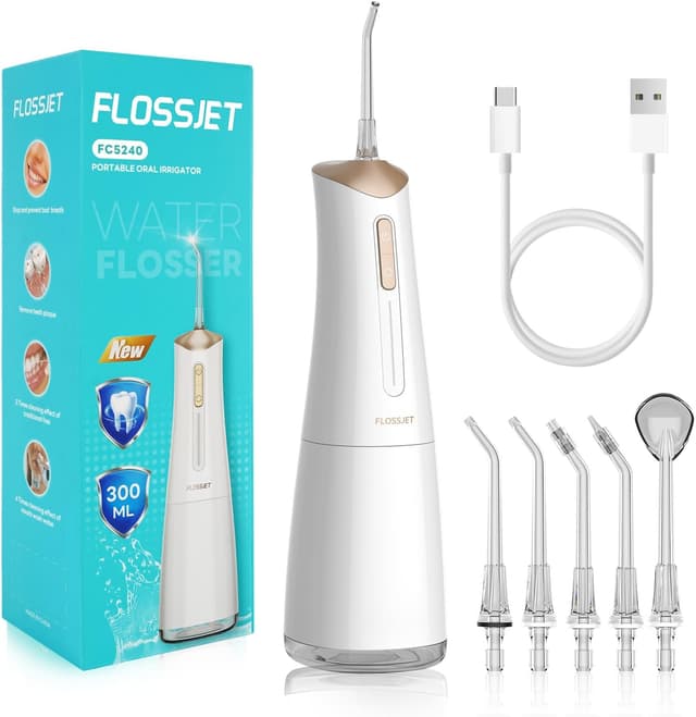 Thumbnail 6 de FlossJet Jet Dentaire Hydropulseur professionnel sans fil 300 ml, 5 buses et 4 modes (USB-C, IPX7)
