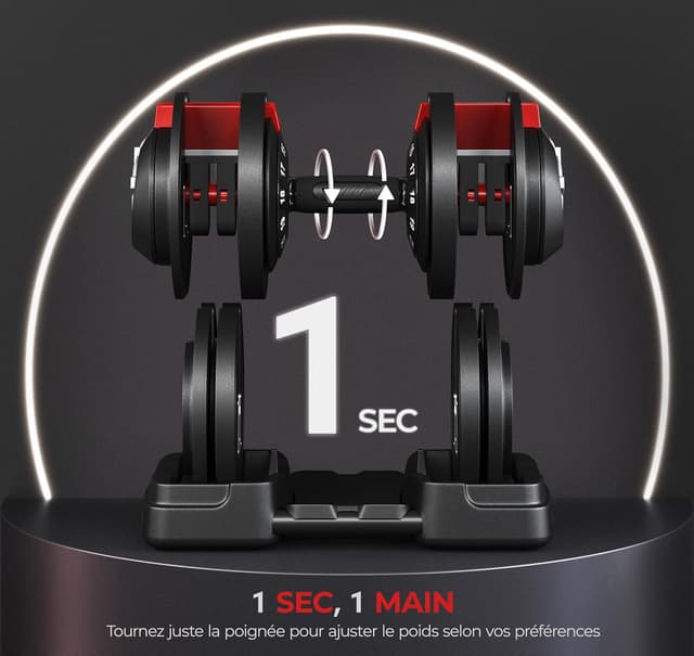 Thumbnail 5 de Yaheetech Haltères réglables 24 kg pour musculation 🏋