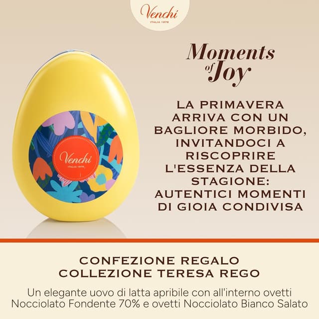 Detalle de Venchi uovo di cioccolato in latta apribile (77 g) con 7 ovetti assortiti senza glutine