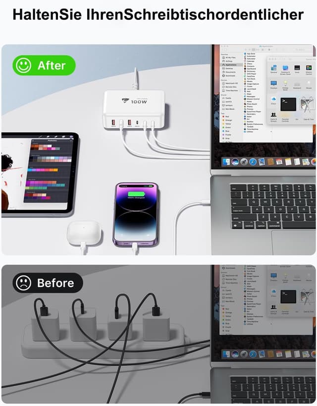 Thumbnail 6 de USB C LadegerĂ€t 100W Mehrfachanschluss đ