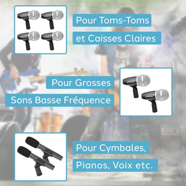 Thumbnail 4 de Pyle Ensemble Microphones Dynamiques 7 pièces 🎤