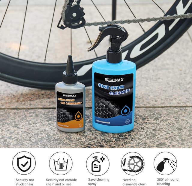Detalle 2 de WEIDMAX Fahrrad Kettenreiniger Set 6-in-1 mit Kettenöl und 300-ml-Reiniger-Spray
