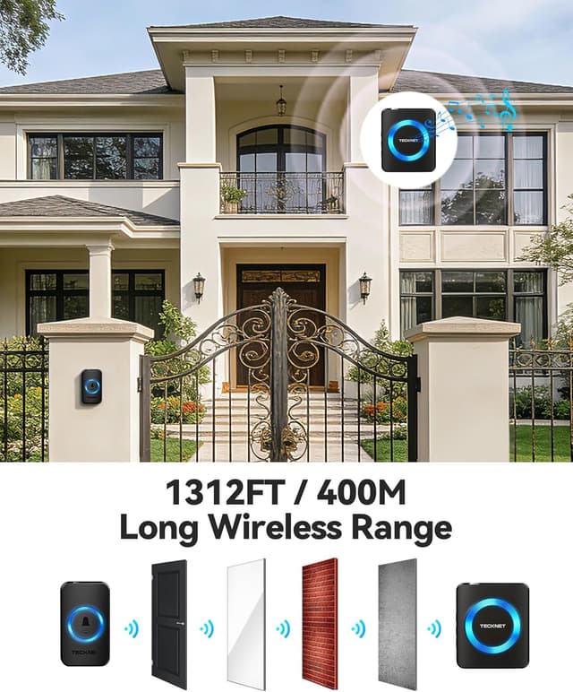 Thumbnail 3 de TECKNET Wireless Doorbell 1312ft Range