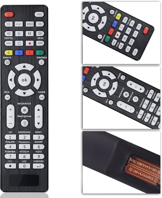 Detalle 1 de Universal TV Remote (Backlit) – Works with Sanyo, Philips, Toshiba, LG, Samsung, Sony & more