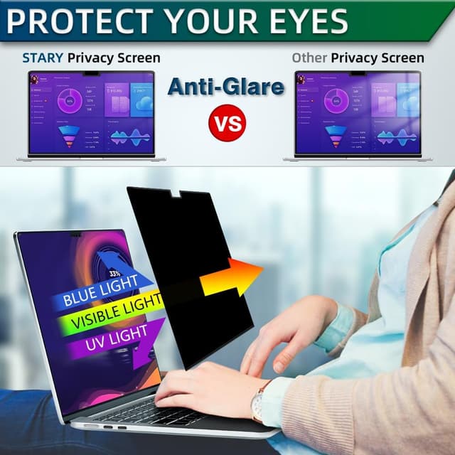 Thumbnail 6 de STARY Magnetischer Blickschutzfilter für MacBook Pro 14,2 Zoll (M1–M5, 2021–2026) mit Anti-Spy & Kamera-Schieber