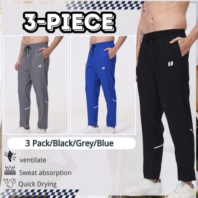 Detalle de Hpbygstae men’s athletic sweatpants (3-pack) with zip pockets for running, training & everyday wear