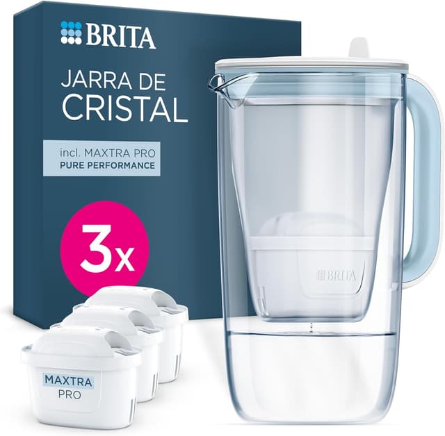 Imagen de BRITA Jarra de cristal azul 2,5L con filtros MAXTRA PRO 💧 en OfertitasTOP