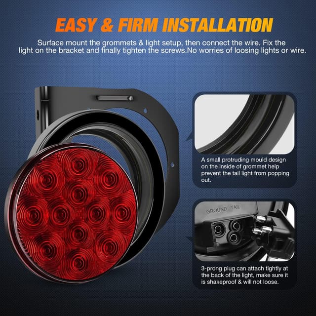 Thumbnail 3 de Nilight 4Inch Round Trailer Tail Light 12LED