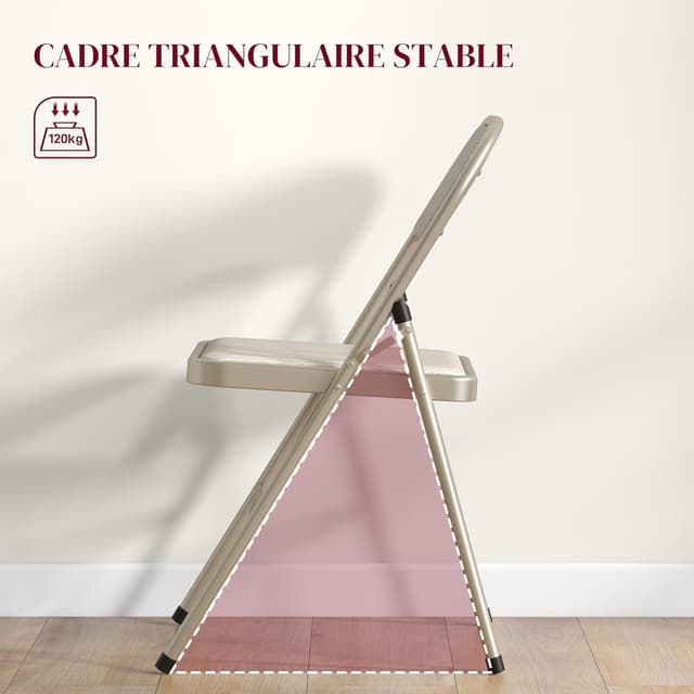 Detalle de HOMCOM Lot de 6 chaises pliantes de salle à manger, tissu lin et structure acier, 45 x 46 x 78 cm (beige)