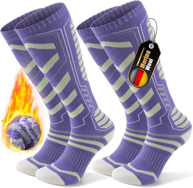 Detalle de PULIOU Calze da sci in lana merino termiche, unisex