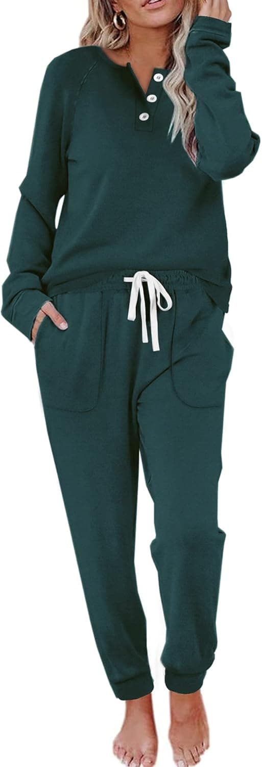 Thumbnail 6 de WIHOLL Two-Piece Lounge Set for Women (Button-Down Sweatshirt + Sweatpants)
