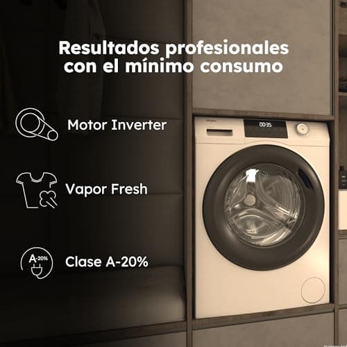 Detalle de Haier I-Pro Series 1 HW100-BP14929A-S, lavadora de carga frontal 10 kg con vapor y motor Inverter