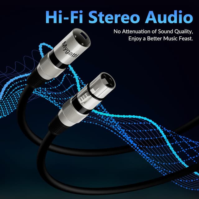 Detalle de Mygatti XLR-Mikrofonkabel 5 m (6er Set, mehrfarbig) – 3-polig, abgeschirmt, ausbalanciert