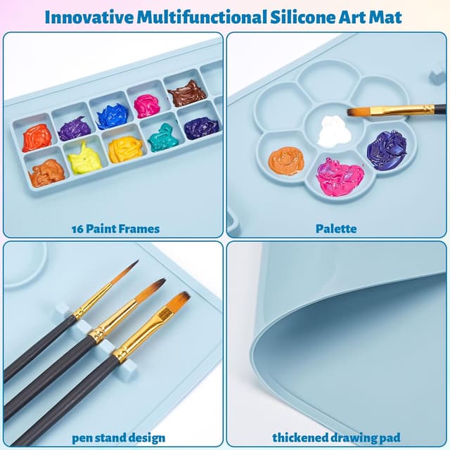 Detalle de Limous Silicone Painting Mat 24" x 16" with Cup Holder and 16-Colour Separator