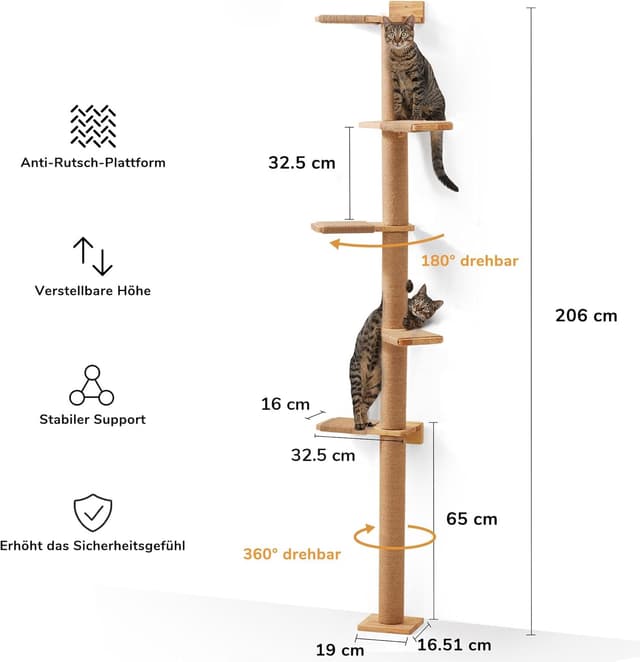 Detalle de FUKUMARU 206 cm Kratzbaum wandmontiert đŸ