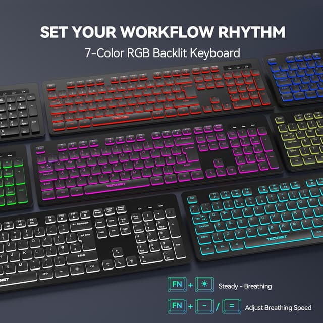 Detalle 2 de TECKNET 7-colour Wired USB Keyboard UK Layout