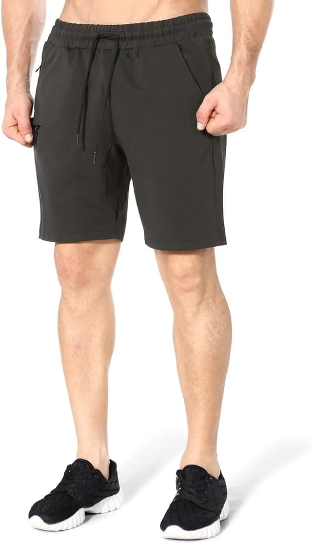 Detalle de ZENWILL Mens Cotton Gym Shorts with Zip Pockets (Running, Workout & Tennis)