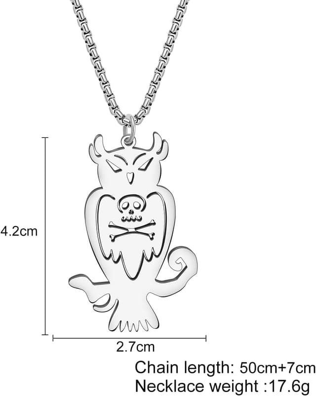 Detalle de Collier DOWAY en acier inoxydable avec pendentif hibou plaqué or 18K (50 cm + 7 cm)