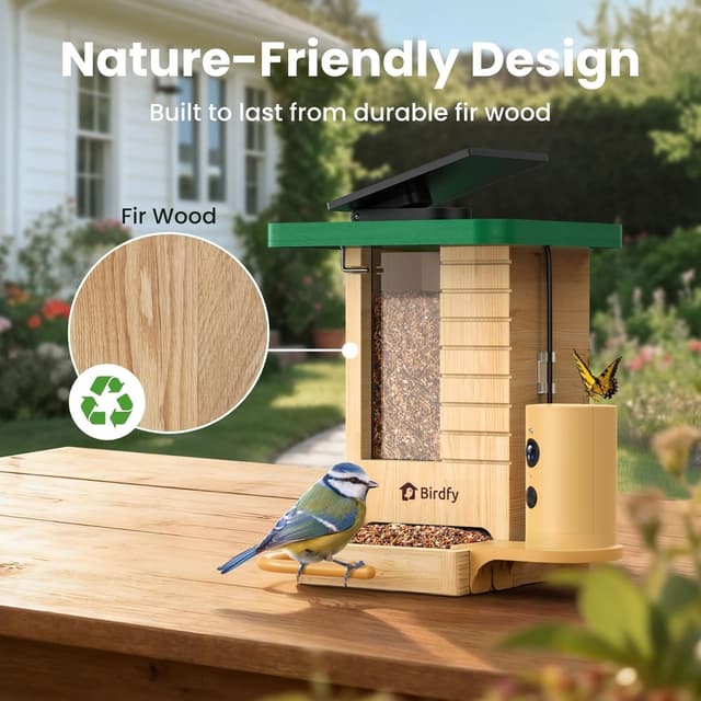 Detalle de Birdfy Smart Wooden Bird Feeder Camera
