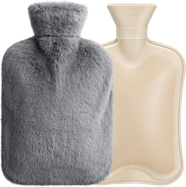 Detalle de URBZUE Wärmflasche mit weichem Bezug 2L Grau