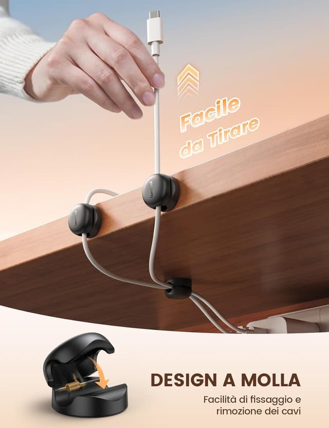 Thumbnail 5 de Lamicall Clip per cavi salvaspazio 8 mm, set 6 pezzi