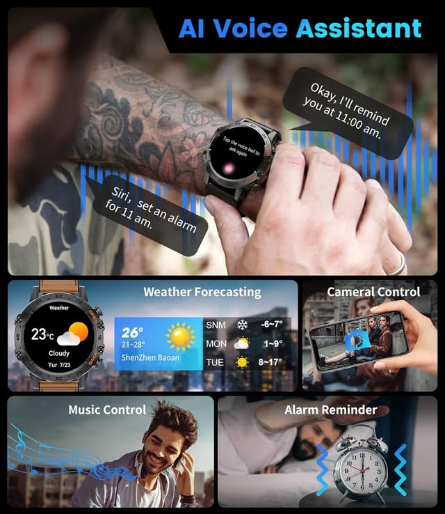 Thumbnail 5 de FOXBOX Smart Watch for Men 1.39" Military with SpO2 24H HR