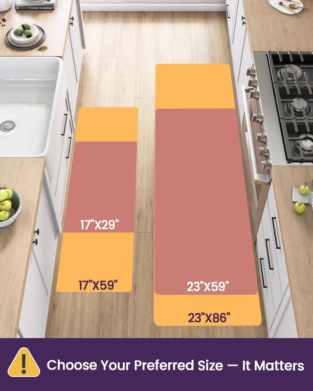 Detalle 2 de DEXI Kitchen Floor Mats Anti Fatigue 23x86 Waterproof Memory Foam Runner Rug (White)