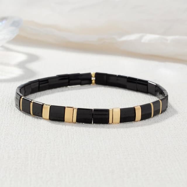 Detalle 2 de KELITCH Tila-Perlen Armband mit Zartem Elastic Slip-Knoten – handgewebt