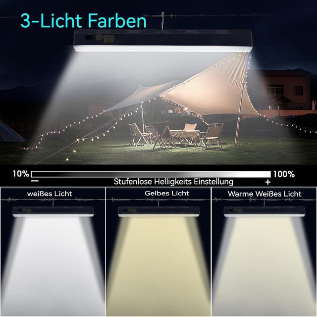 Detalle de LETOUR Werkstattlampe mit Akku, 216 LEDs, 7500 mAh – Arbeitsleuchte für Werkstatt & Notlicht