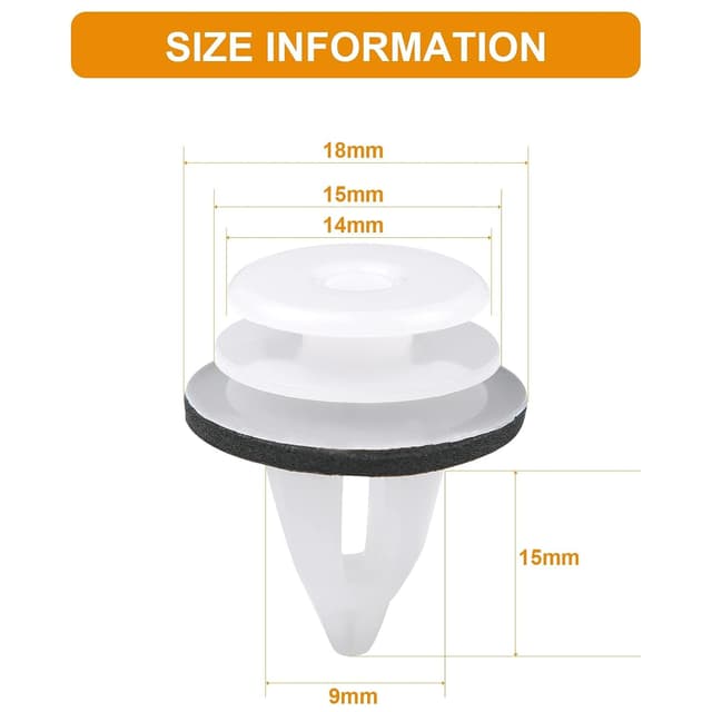 Detalle de URAQT set da 50 clip e rivetti in plastica universali per fissaggio pannelli auto e portiere