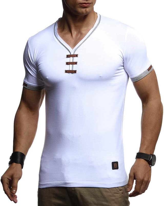 Thumbnail 6 de Leif Nelson Maglietta Uomo V-Neck in cotone: basic estiva a manica corta