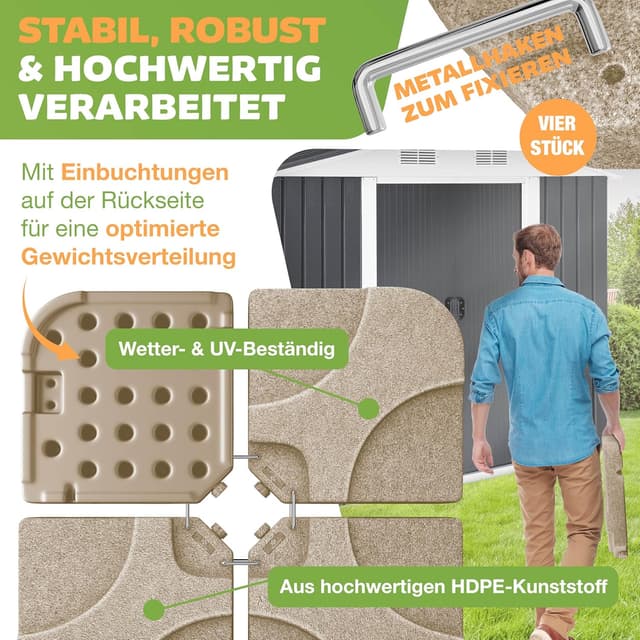 Detalle de KESSER Sonnenschirmständer 4-teilig für Ampelschirm – befüllbar (60 Liter / bis 80 kg) inkl. Metallverbinder