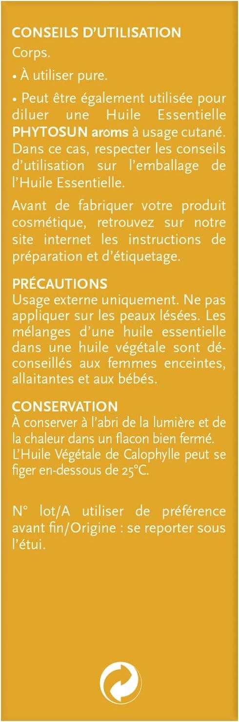 Detalle 2 de Huile végétale de Calophylle bio Phytosun arôms 100% pure et vierge – 50 ml