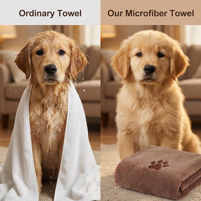 Detalle de 2-Pack Microfibre Dog Towels (39.5x20in) – Super Absorbent, Quick-Dry Pet Bath Towels
