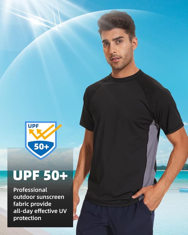 Detalle de Arcweg Rashguard da mare uomo con protezione UV UPF 50+ e asciugatura veloce