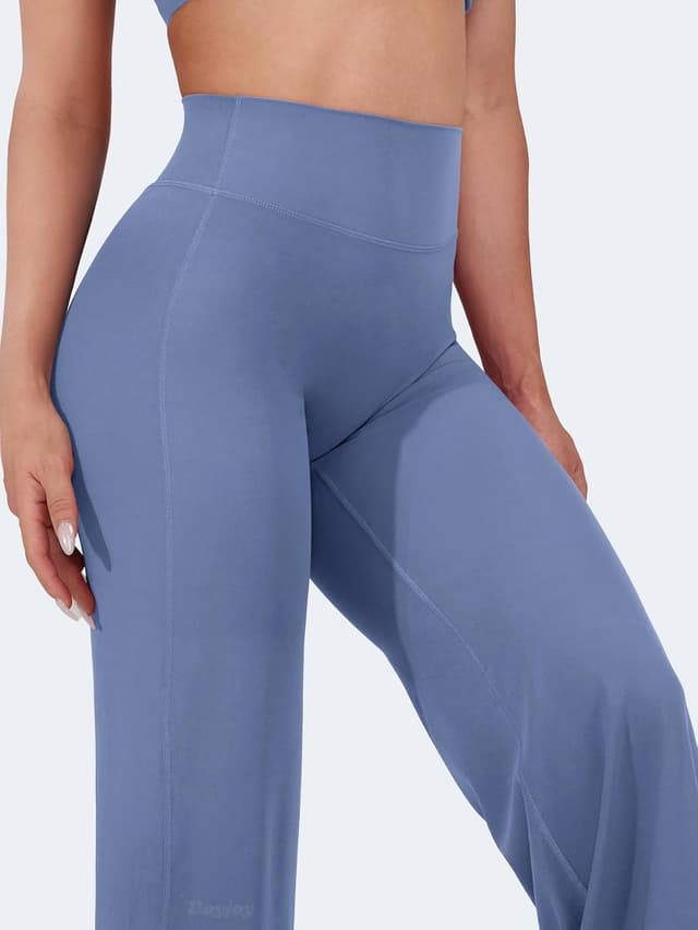 Detalle de VOYJOY Straight Leggings Bottoms Wide-Leg High-Waist Sweatpants