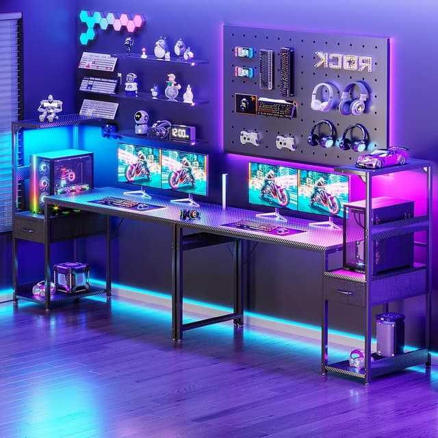 Thumbnail 6 de Coleshome Scrivania Gaming 138×48cm con LED