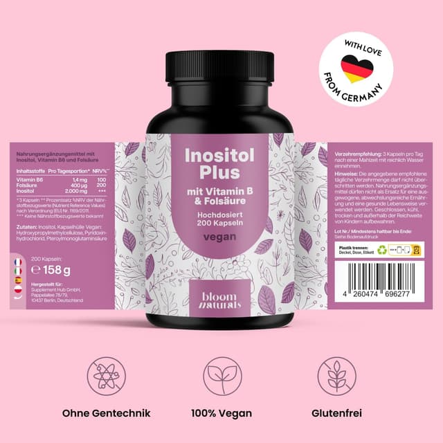 Detalle 2 de Inositol Kapseln 2000 mg mit 200 Kapseln