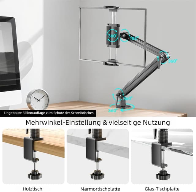 Detalle 2 de Feising Tablet-Halterung für Tisch aus Aluminium – tragbar für 4,7 bis 18,5 Zoll (iPad & Galaxy)