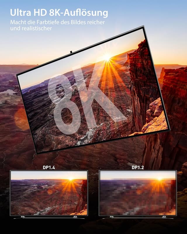 Detalle 2 de Stouchi DisplayPort-Kabel 1.4 240 Hz, 2 m