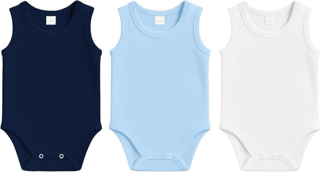 Detalle de rise&Raba Baby Bodysuit 3 Pack in 100% Organic Cotton (sleeveless, snap closure)