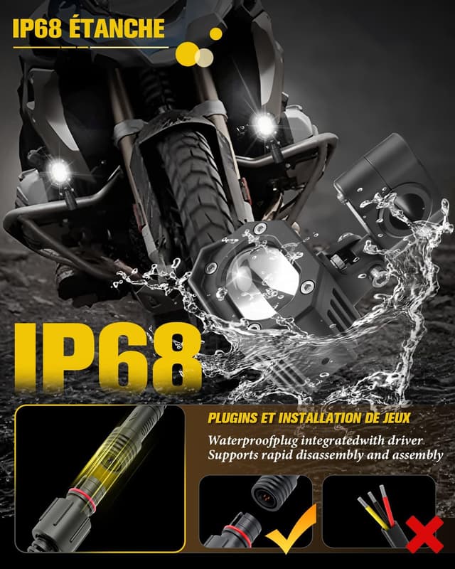 Thumbnail 3 de BraveWAY Feux Additionnels Moto 70W 30000LM